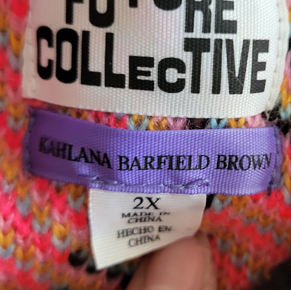 Future Collective Kahlana Barfield Brown Abstract Limited Edition Sweater 2X - Picture 6 of 10